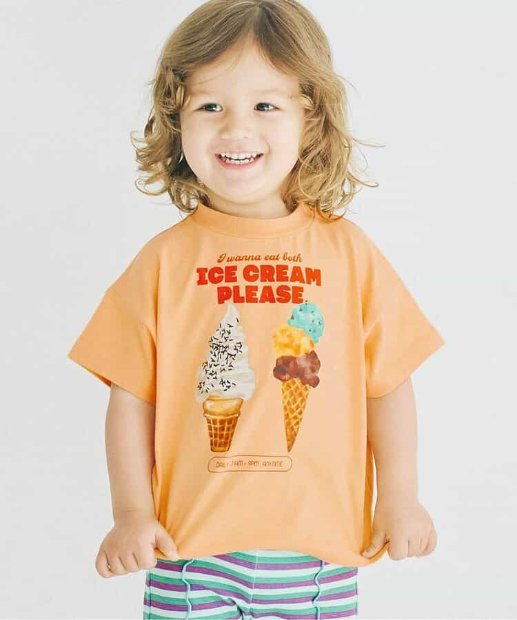 Japanese children's clothing p.prem#r ice cream print top 80-140cm boys/girls summer TOPS