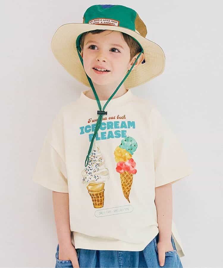 Japanese children's clothing p.prem#r ice cream print top 80-140cm boys/girls summer TOPS