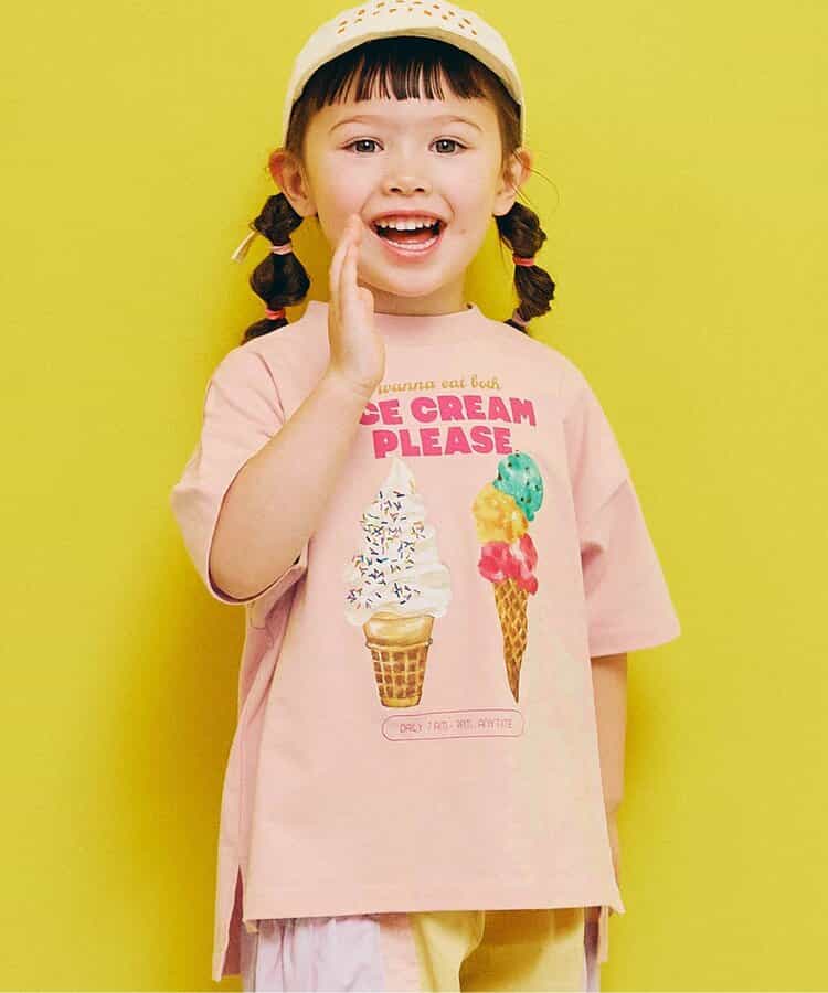 Japanese children's clothing p.prem#r ice cream print top 80-140cm boys/girls summer TOPS