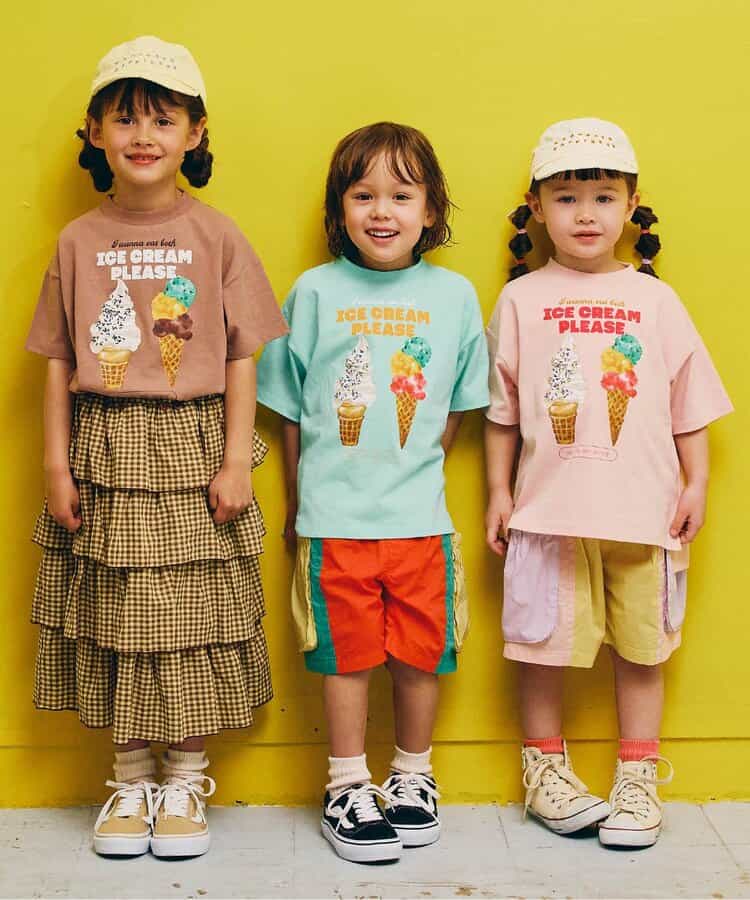 Japanese children's clothing p.prem#r ice cream print top 80-140cm boys/girls summer TOPS