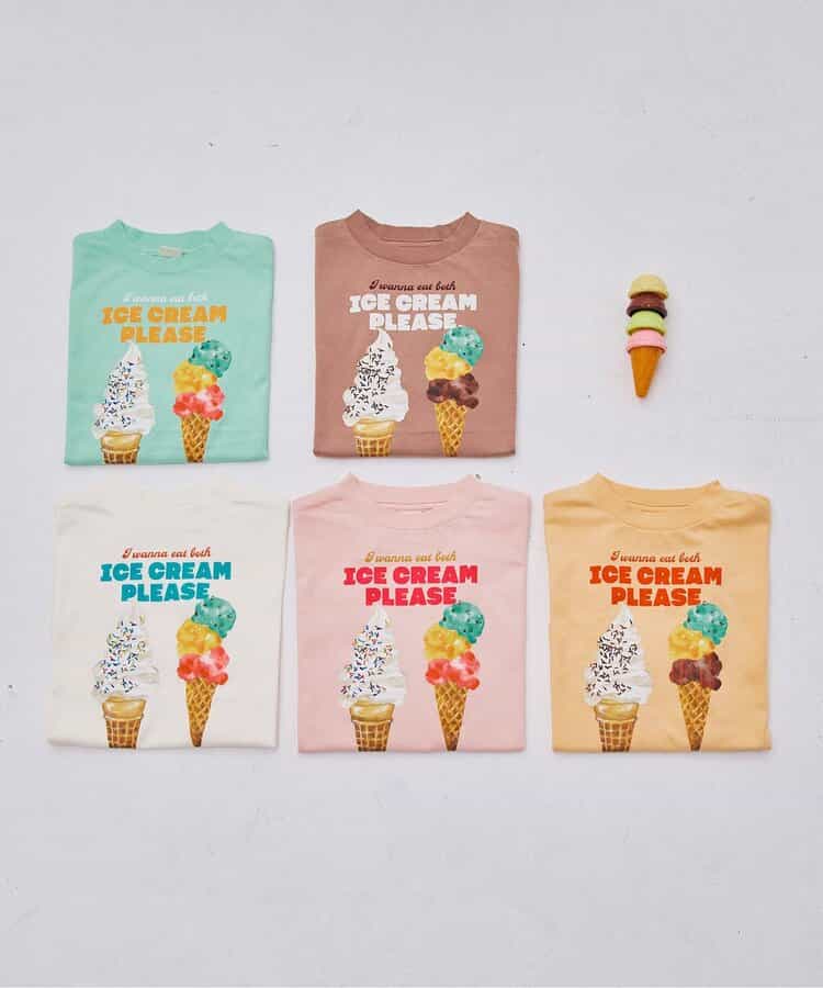 Japanese children's clothing p.prem#r ice cream print top 80-140cm boys/girls summer TOPS