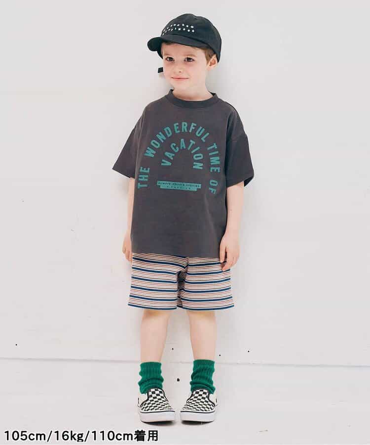 Japanese children's clothing p.prem#r letter print short-sleeved top 80-140cm boys/girls summer TOPS