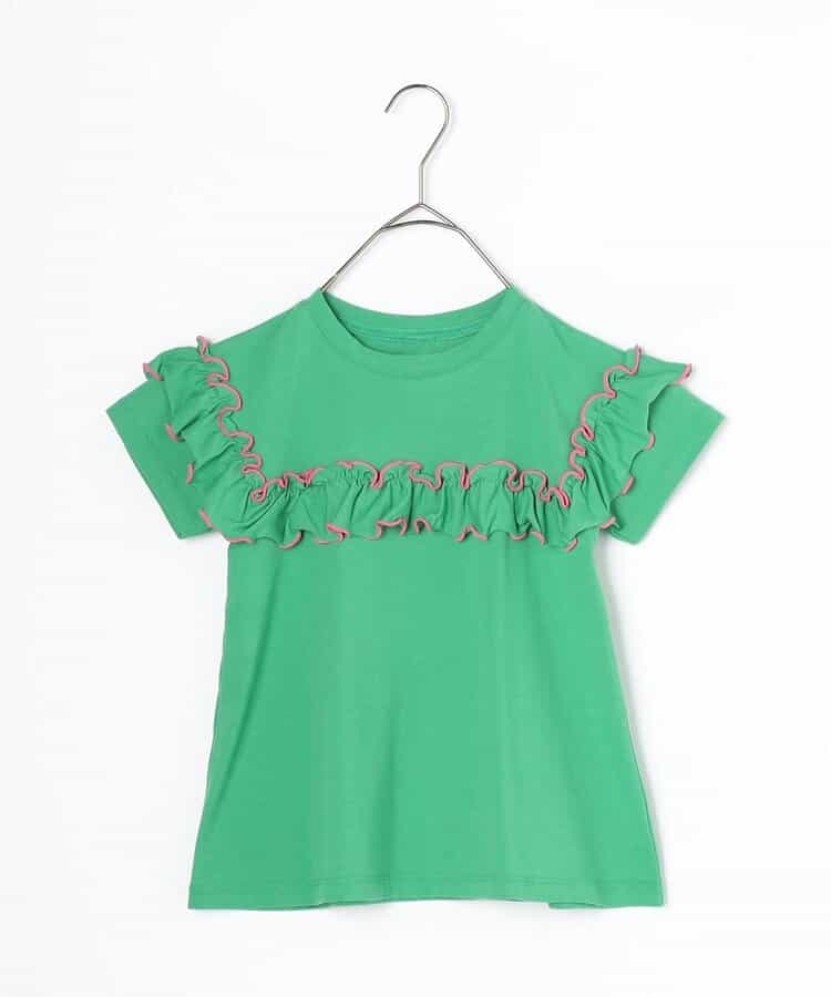 Japanese children's clothing p.prem#r ruffled short-sleeved top 80-140cm girls summer TOPS