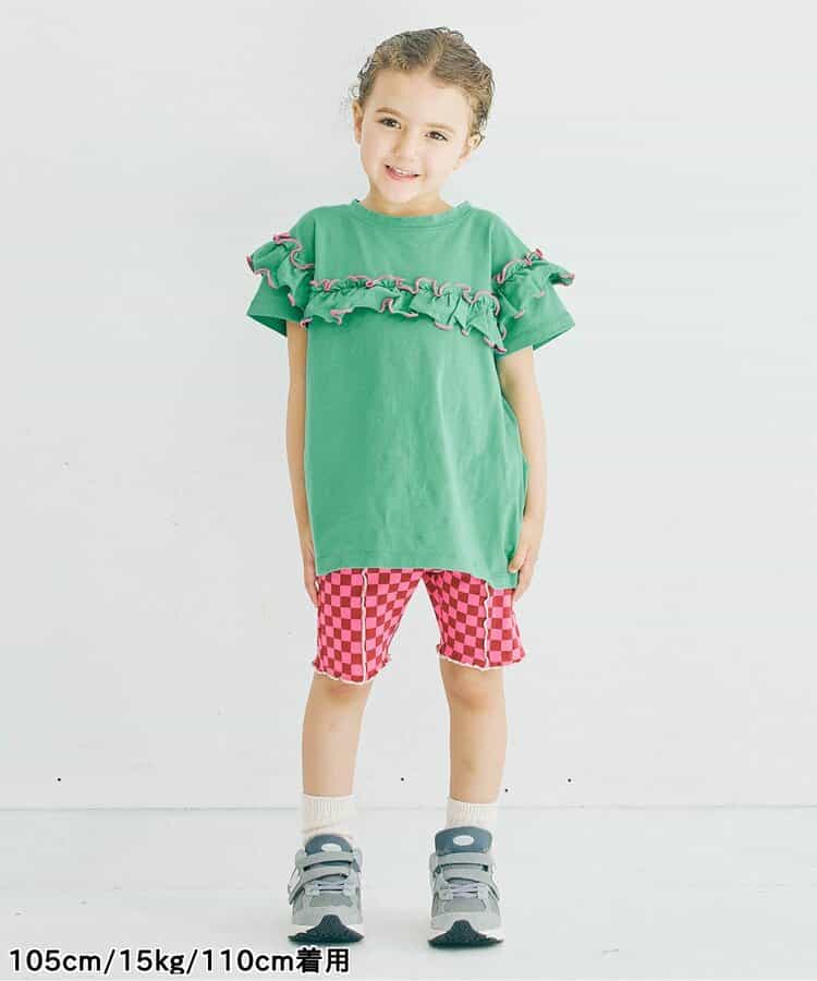 Japanese children's clothing p.prem#r ruffled short-sleeved top 80-140cm girls summer TOPS