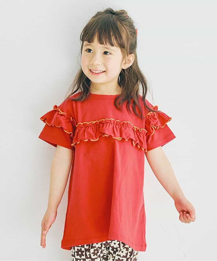 Japanese children's clothing p.prem#r ruffled short-sleeved top 80-140cm girls summer TOPS