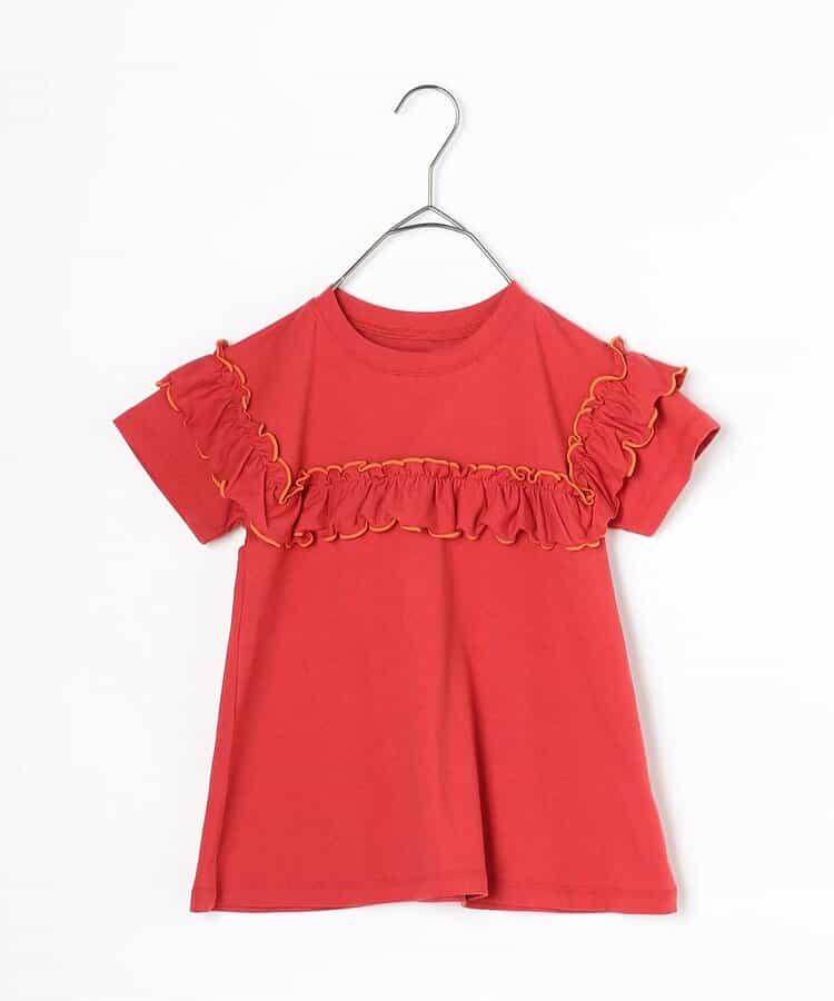 Japanese children's clothing p.prem#r ruffled short-sleeved top 80-140cm girls summer TOPS