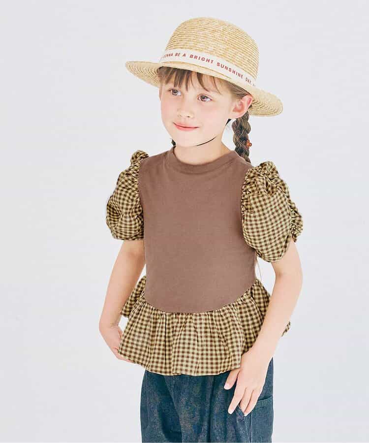 Japanese children's clothing p.prem#r ruffled puff sleeve ruffled top 80-140cm girls summer TOPS
