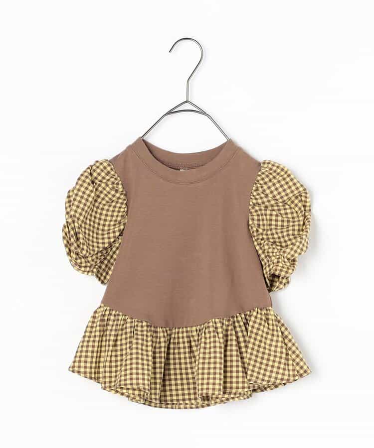 Japanese children's clothing p.prem#r ruffled puff sleeve ruffled top 80-140cm girls summer TOPS