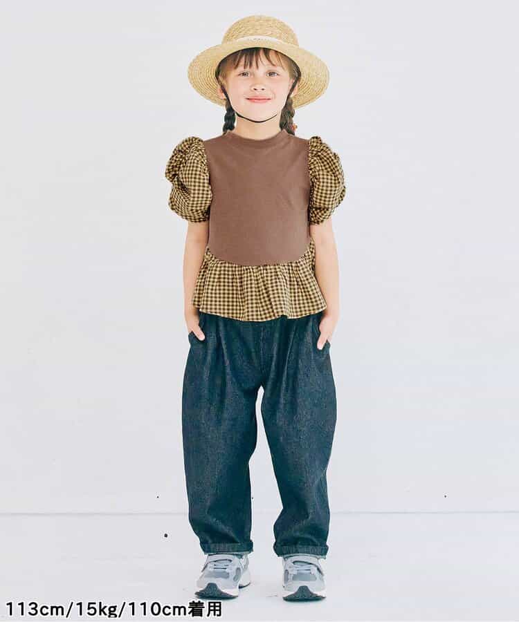 Japanese children's clothing p.prem#r ruffled puff sleeve ruffled top 80-140cm girls summer TOPS