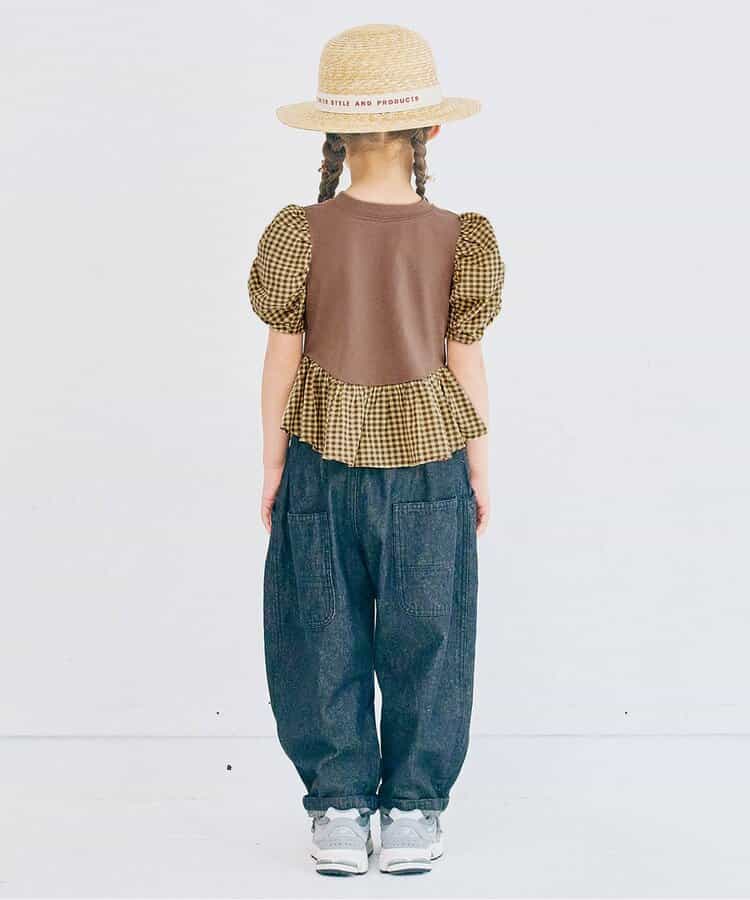 Japanese children's clothing p.prem#r ruffled puff sleeve ruffled top 80-140cm girls summer TOPS