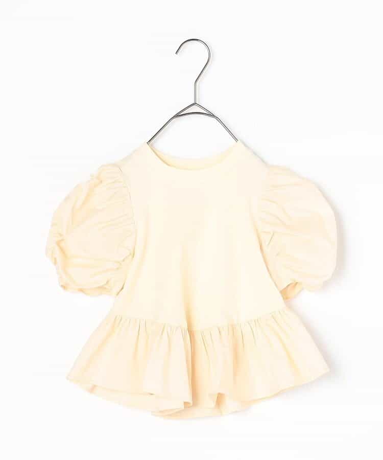 Japanese children's clothing p.prem#r ruffled puff sleeve ruffled top 80-140cm girls summer TOPS
