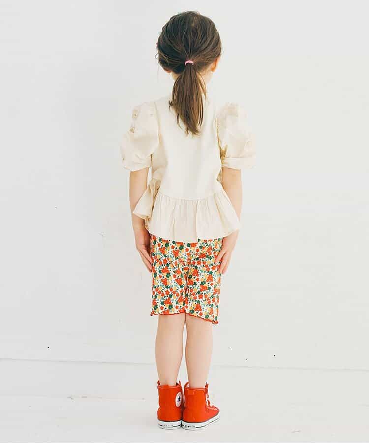 Japanese children's clothing p.prem#r ruffled puff sleeve ruffled top 80-140cm girls summer TOPS