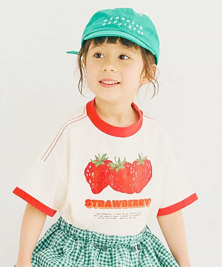 Japanese children's clothing p.prem#r fruit print top 80-140cm boys/girls summer TOPS
