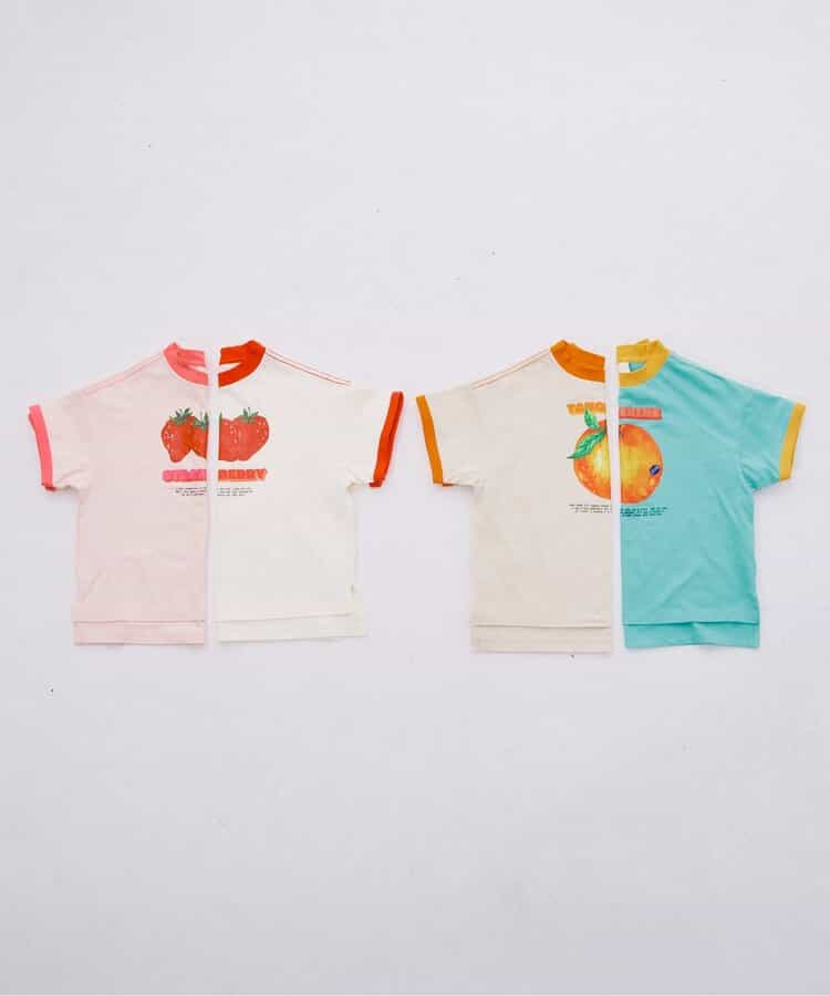 Japanese children's clothing p.prem#r fruit print top 80-140cm boys/girls summer TOPS