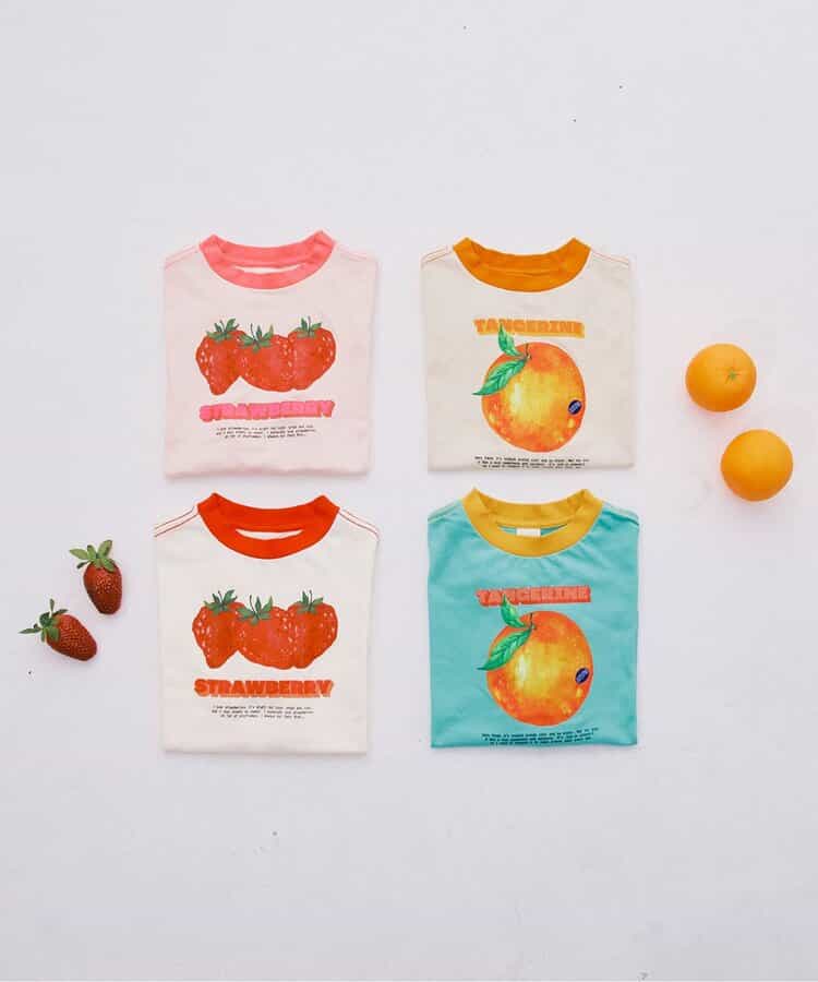 Japanese children's clothing p.prem#r fruit print top 80-140cm boys/girls summer TOPS