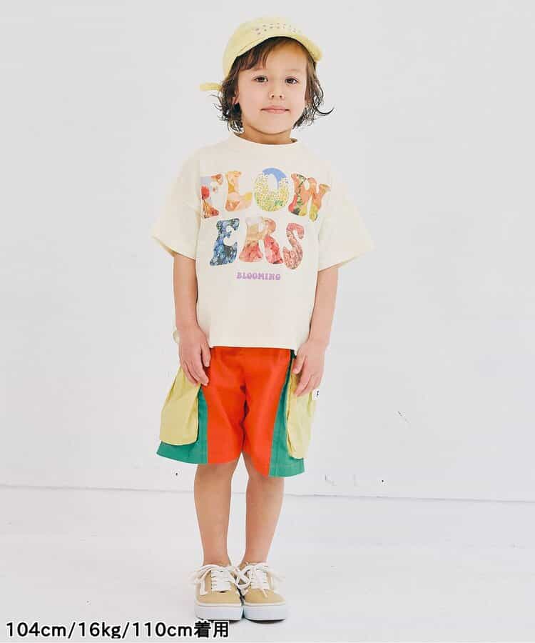 Japanese children's clothing p.prem#r FLOWERS printed tops 80-140cm boys/girls summer TOPS