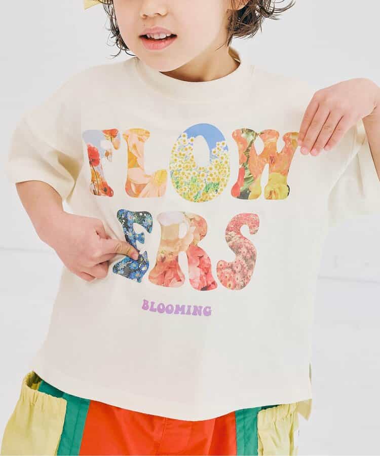 Japanese children's clothing p.prem#r FLOWERS printed tops 80-140cm boys/girls summer TOPS