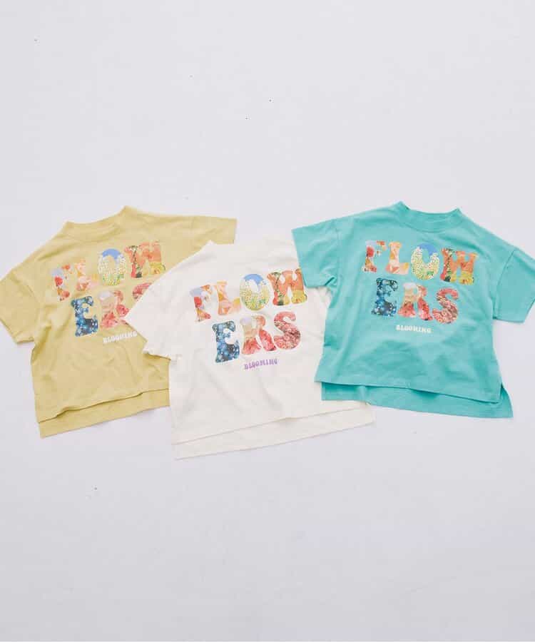 Japanese children's clothing p.prem#r FLOWERS printed tops 80-140cm boys/girls summer TOPS