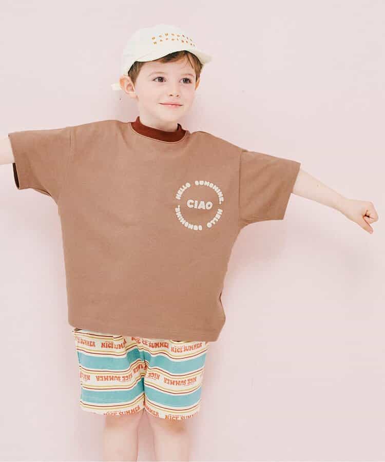 Japanese children's clothing p.prem#r letter print short-sleeved top 80-140cm boys/girls summer TOPS