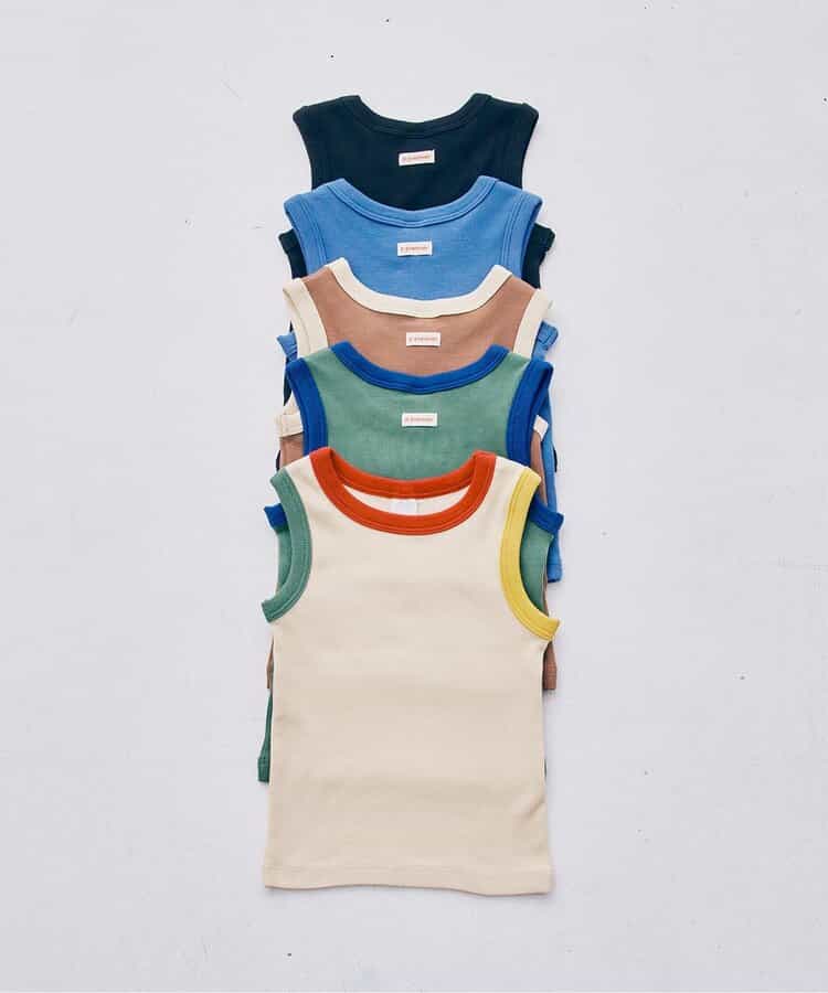 Japanese children's clothing p.prem#r simple ribbed vest 80-140cm boys' summer TOPS