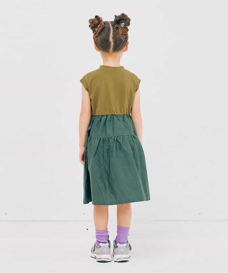 Japanese children's clothing p.prem#r workwear patchwork dress 80-140cm girls summer dresses