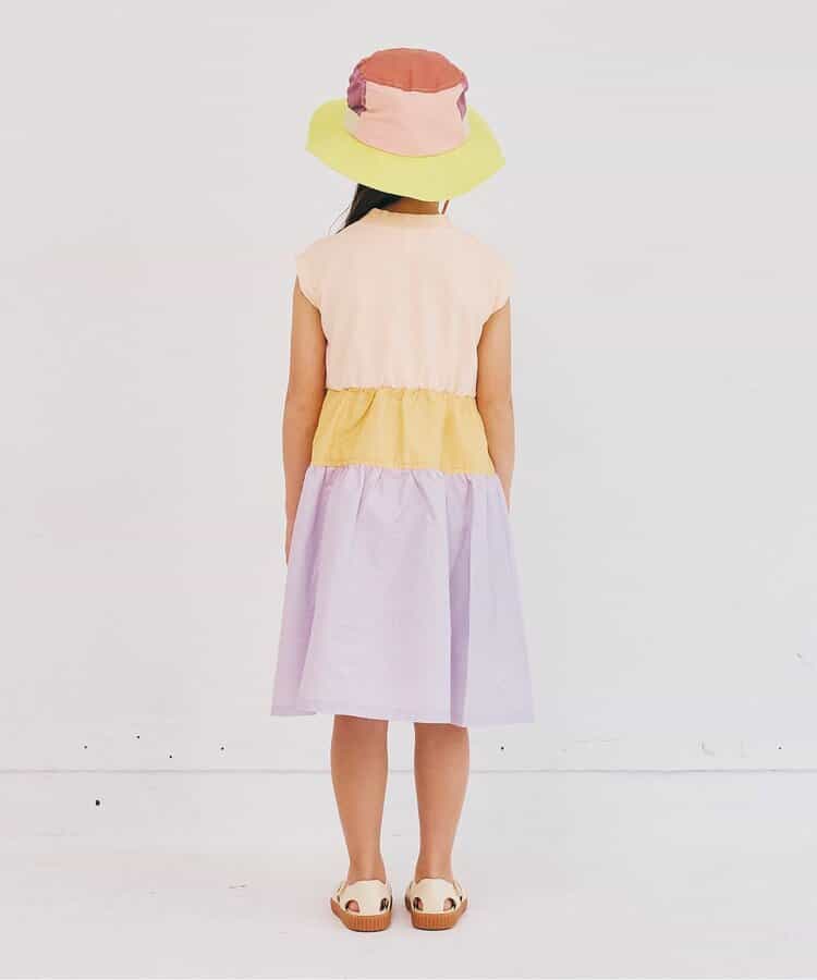 Japanese children's clothing p.prem#r workwear patchwork dress 80-140cm girls summer dresses