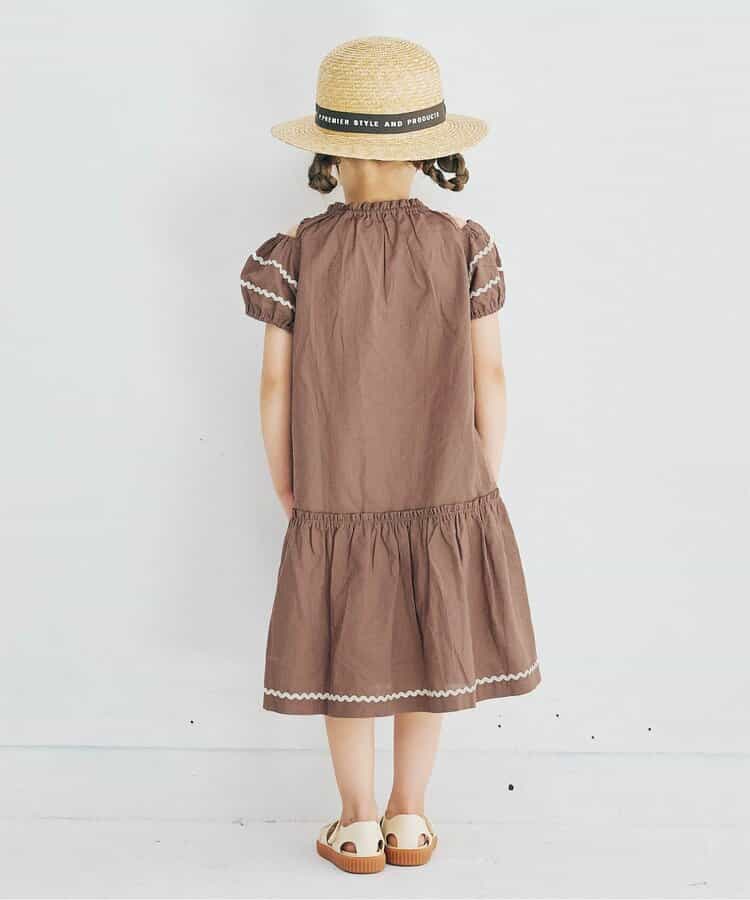 Japanese children's clothing p.prem#r off-the-shoulder short-sleeved dress 80-140cm girls summer dresses