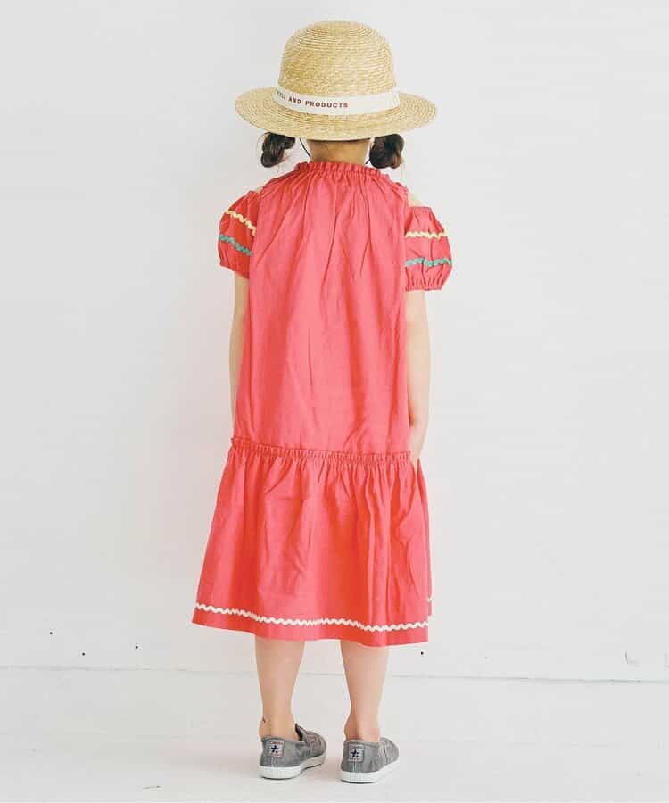 Japanese children's clothing p.prem#r off-the-shoulder short-sleeved dress 80-140cm girls summer dresses