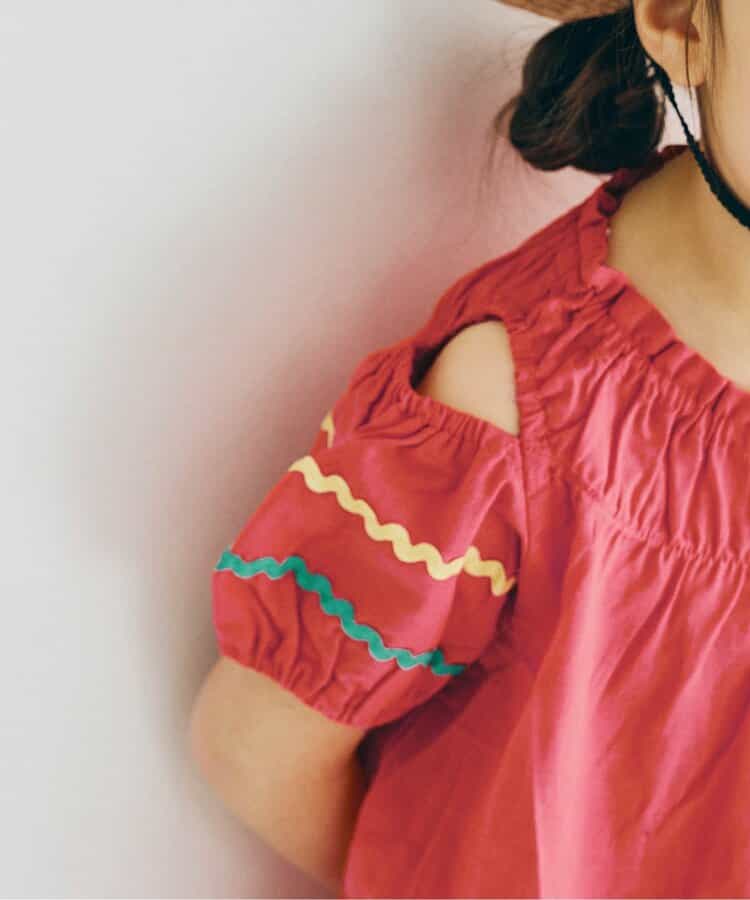 Japanese children's clothing p.prem#r off-the-shoulder short-sleeved dress 80-140cm girls summer dresses