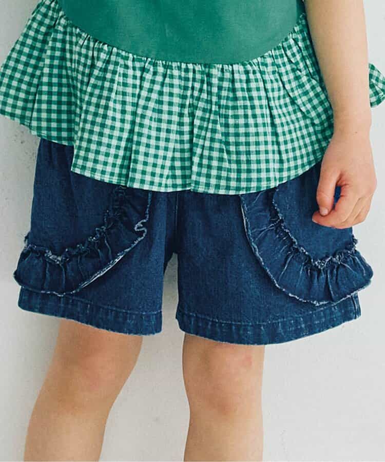 Japanese children's clothing p.prem#r lace pocket shorts 80-140cm girls summer TOPS