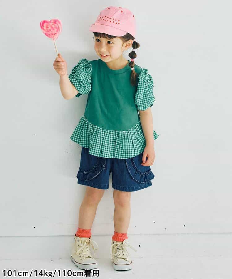 Japanese children's clothing p.prem#r lace pocket shorts 80-140cm girls summer TOPS
