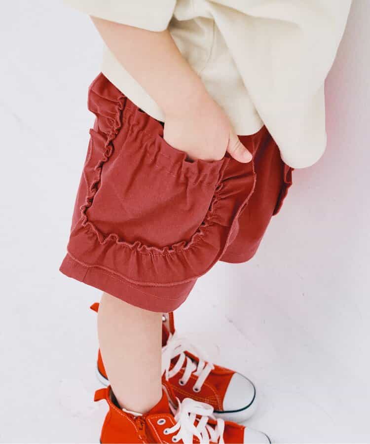 Japanese children's clothing p.prem#r lace pocket shorts 80-140cm girls summer TOPS