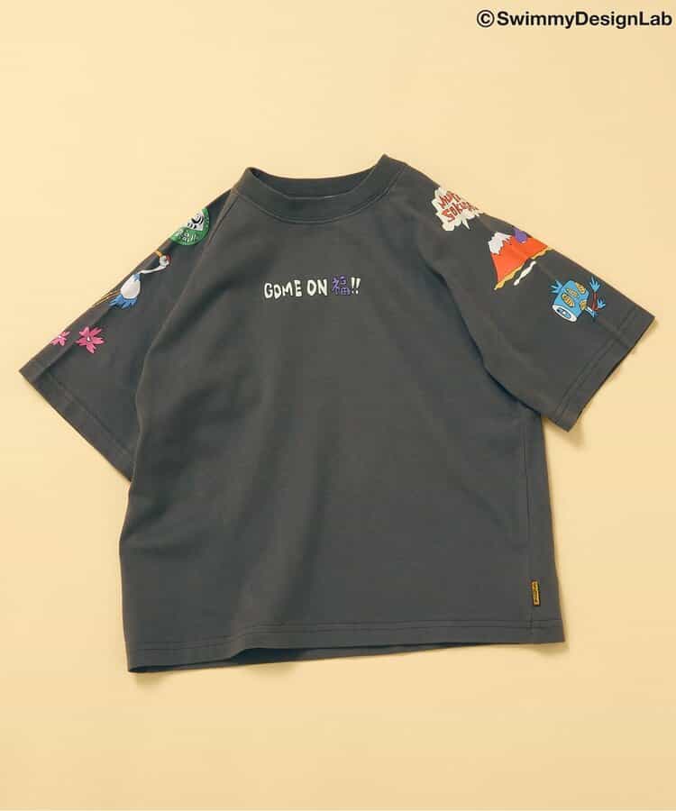 Japanese children's clothing FOKIDS × Swimmy DesignLab COME ON FU!! T-shirts 80-140cm for boys and girls, spring TOPS. Other brand children's clothing