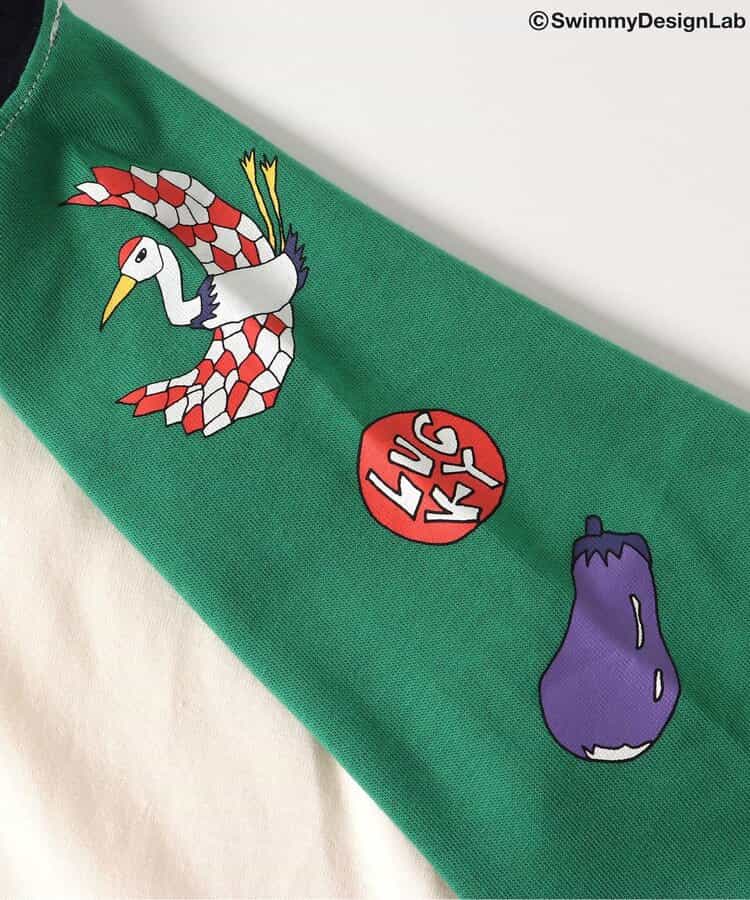 Japanese children's clothing FOKIDS × Swimmy DesignLab COME ON FU!! T-shirts 80-140cm for boys and girls, spring TOPS. Other brand children's clothing