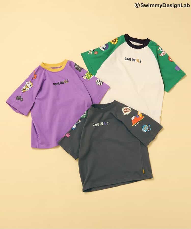 Japanese children's clothing FOKIDS × Swimmy DesignLab COME ON FU!! T-shirts 80-140cm for boys and girls, spring TOPS. Other brand children's clothing
