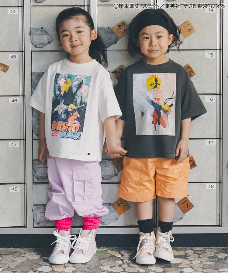 FOKIDS x NARUTO - Japan-made printed short-sleeved tops (100-140cm) for boys and girls. Summer other brand children's clothing TOPS