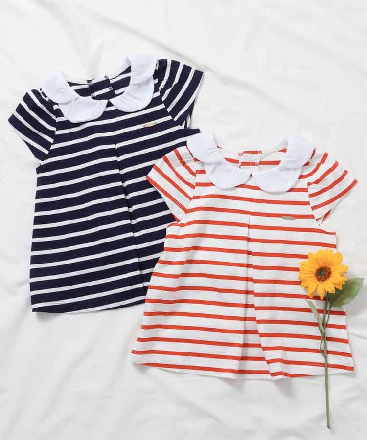 Japanese children's clothing apres les cours striped top 80-140cm girls summer TOPS