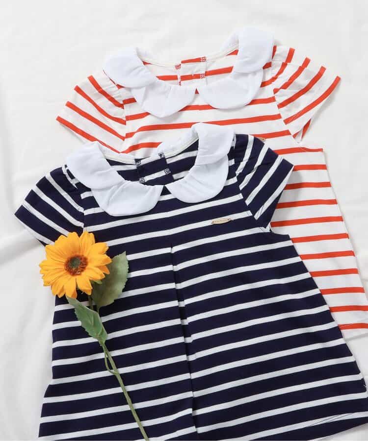 Japanese children's clothing apres les cours striped top 80-140cm girls summer TOPS