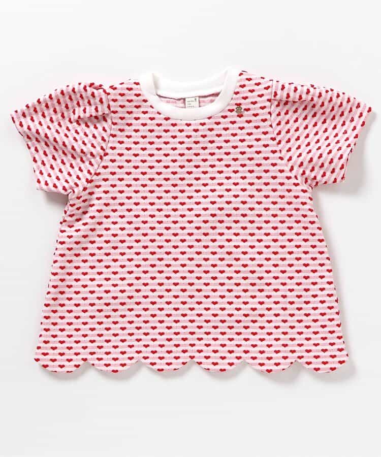 Japanese children's clothing apres les cours scallop heart jacquard top 80-140cm girls summer TOPS