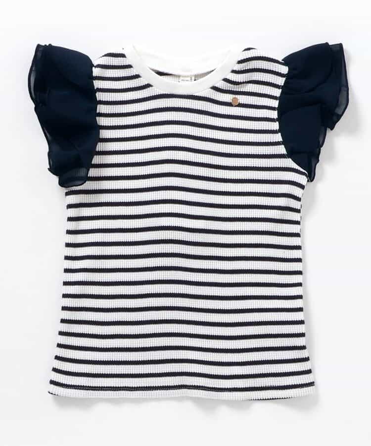 日本童裝 apres les cours 華夫格蕾絲荷葉邊上衣 80-140cm 女童款 夏季 TOPS
