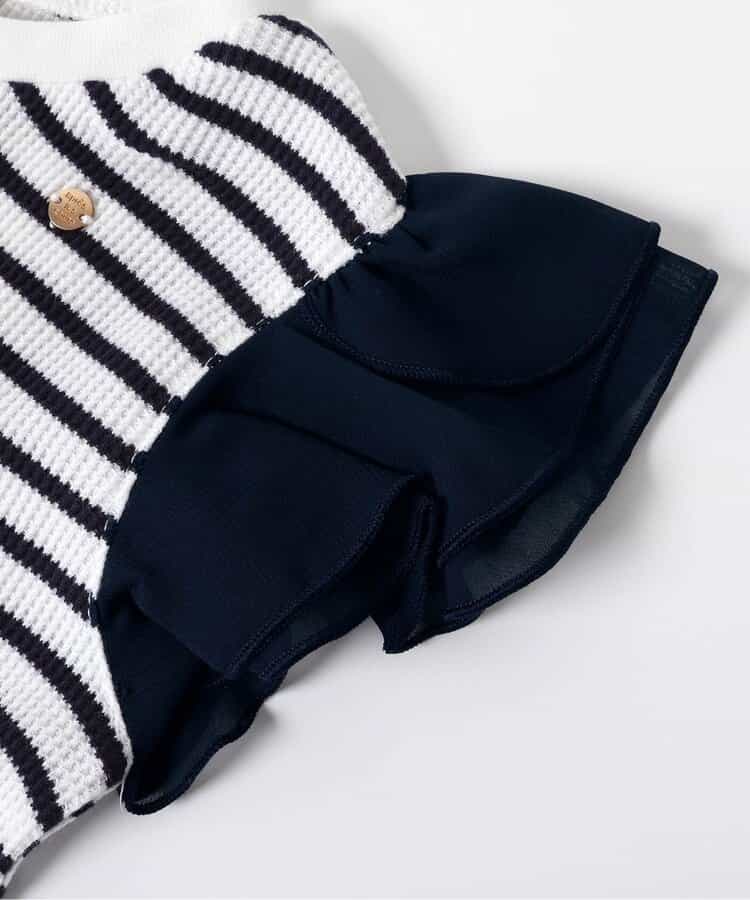 日本童裝 apres les cours 華夫格蕾絲荷葉邊上衣 80-140cm 女童款 夏季 TOPS