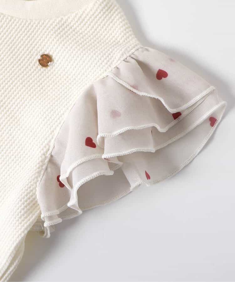 日本童裝 apres les cours 華夫格蕾絲荷葉邊上衣 80-140cm 女童款 夏季 TOPS