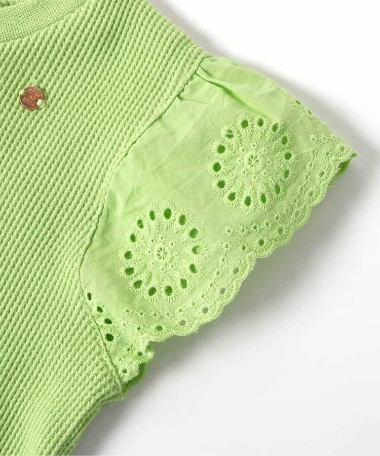 日本童裝 apres les cours 華夫格蕾絲荷葉邊上衣 80-140cm 女童款 夏季 TOPS