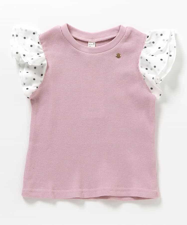 日本童裝 apres les cours 華夫格蕾絲荷葉邊上衣 80-140cm 女童款 夏季 TOPS