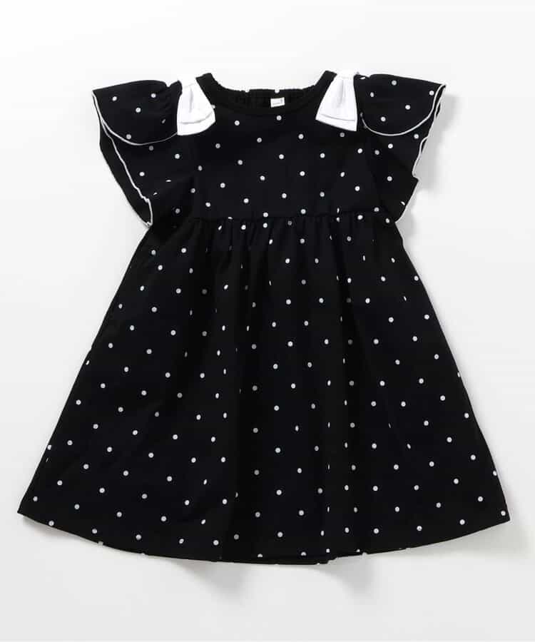日本童裝 apres les cours 吸水速乾 接觸冷感 肩部蝴蝶結花瓣連身裙 80-140cm 女童款 夏季 DRESSES