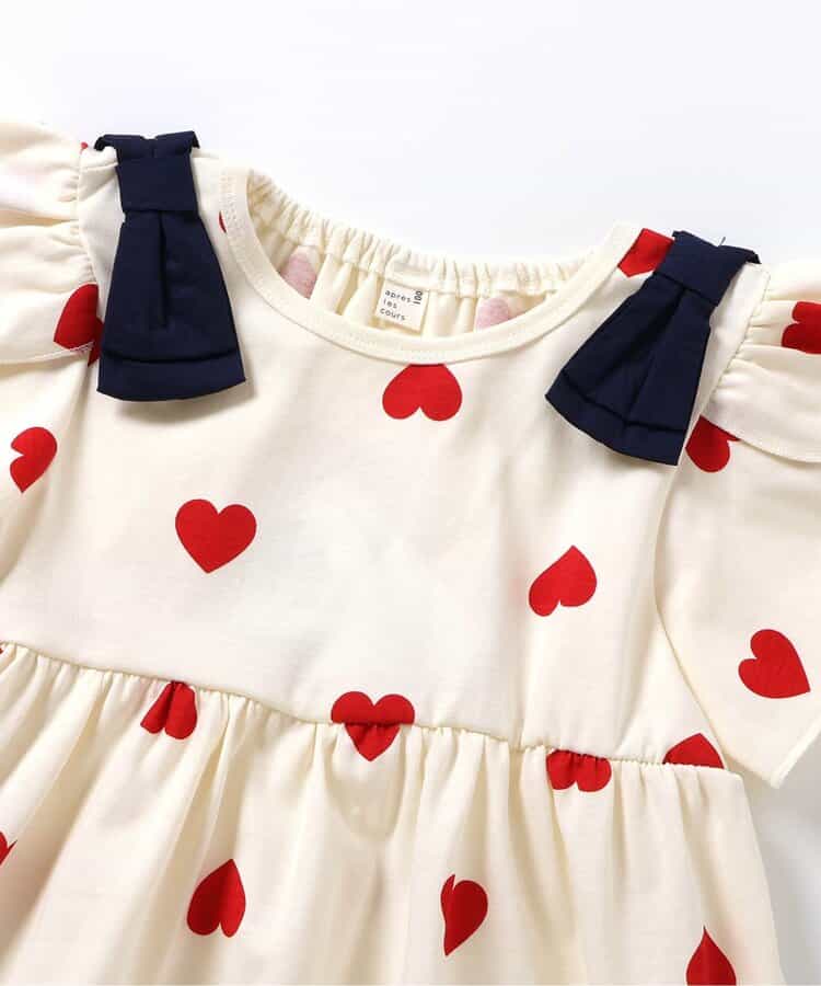 日本童裝 apres les cours 吸水速乾 接觸冷感 肩部蝴蝶結花瓣連身裙 80-140cm 女童款 夏季 DRESSES
