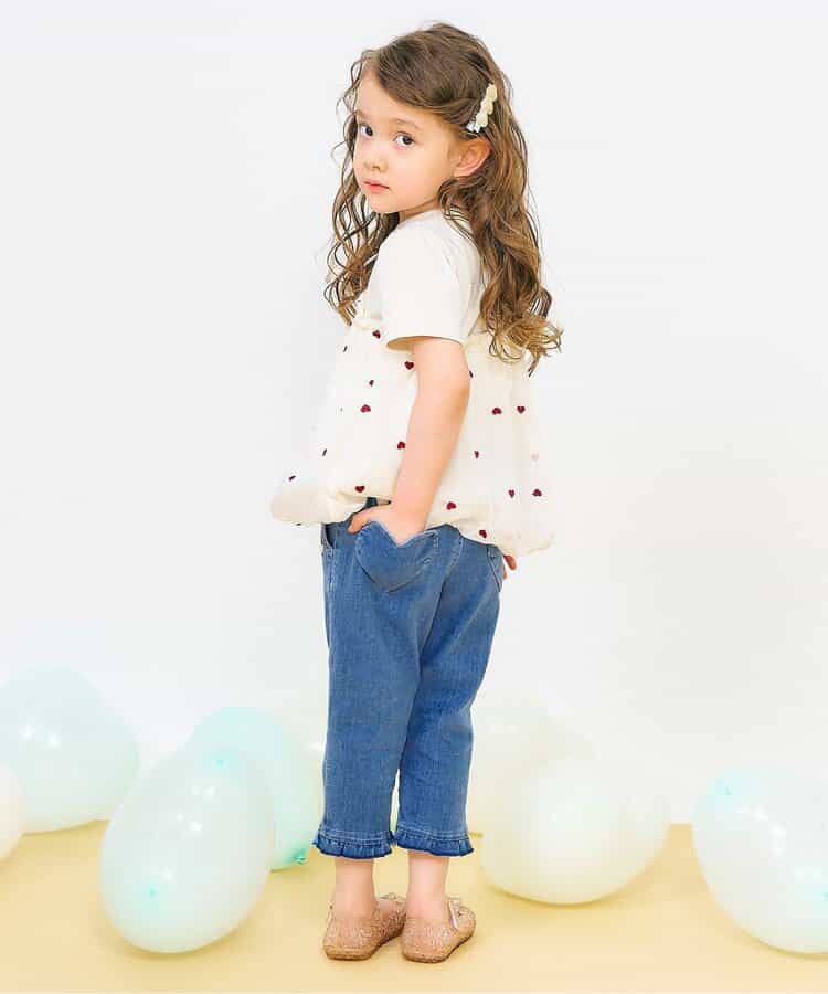 Japanese children's clothing apres les cours heart-shaped pocket cropped pants 80-140cm girls' summer PANTS