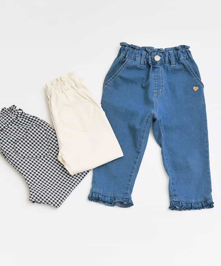 Japanese children's clothing apres les cours heart-shaped pocket cropped pants 80-140cm girls' summer PANTS