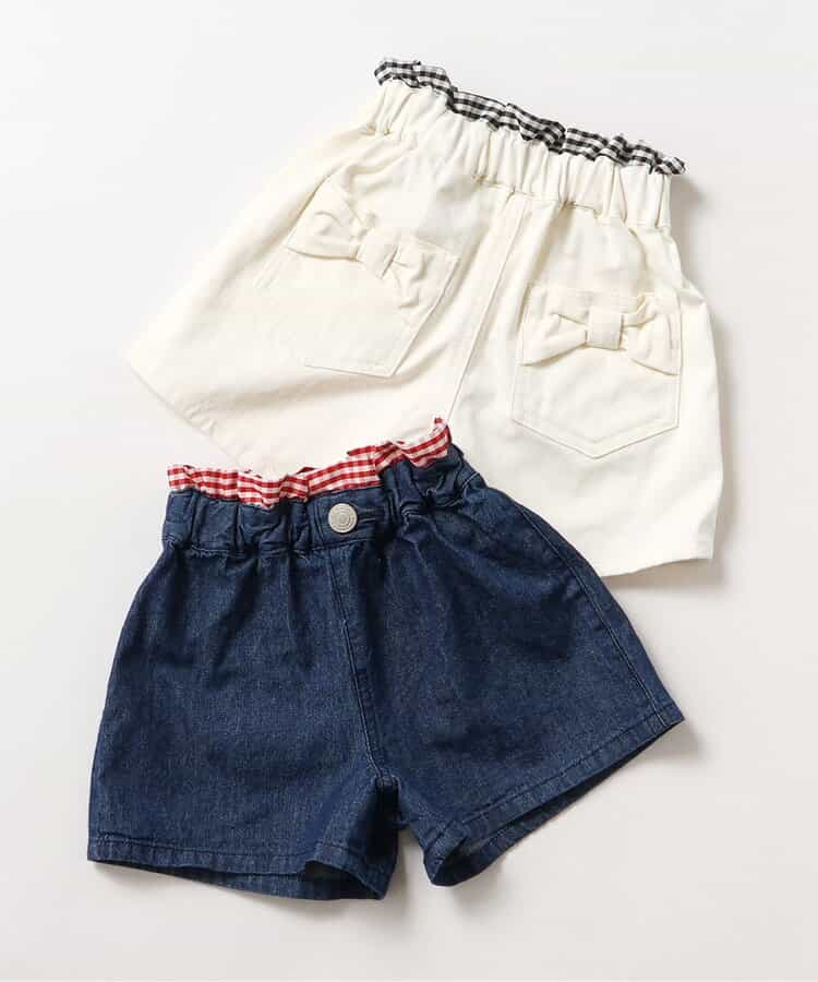 Japanese children's clothing apres les cours two-tone high-waisted bow pocket shorts 80-140cm girls summer PANTS