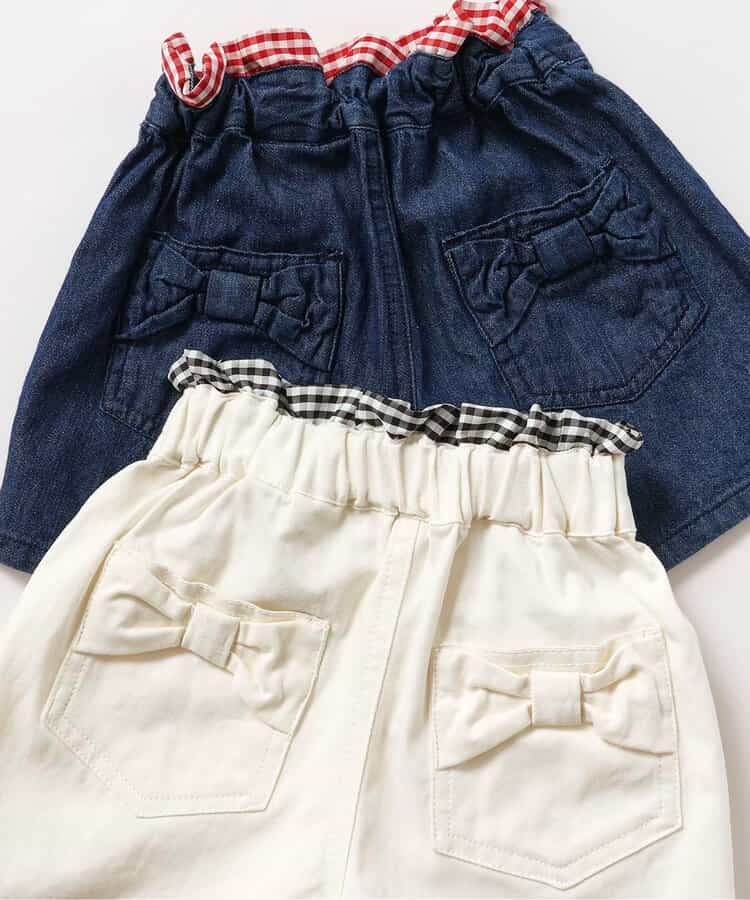 Japanese children's clothing apres les cours two-tone high-waisted bow pocket shorts 80-140cm girls summer PANTS